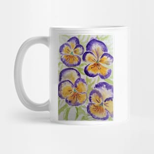 Viola Watercolor Purple Edged Yellow Floral Pattern Mug